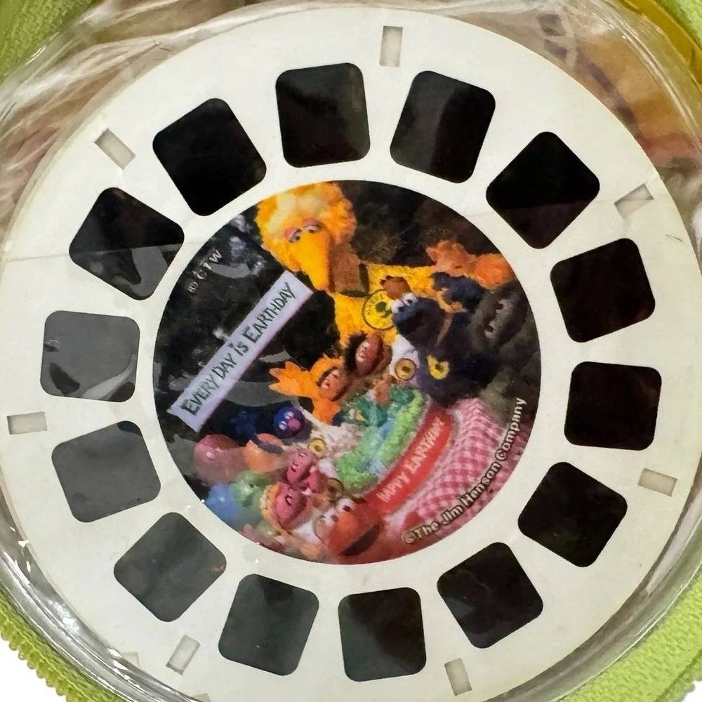 Vintage View-Master Red Viewer with Yellow Storage Case and Disney Sesame Reels
